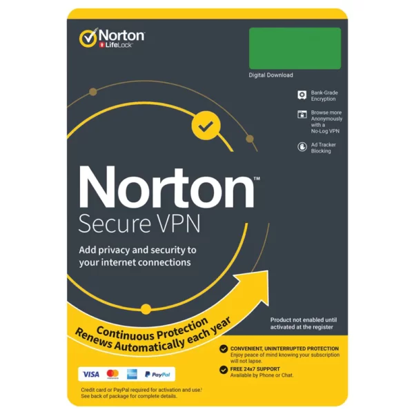 Norton Secure VPN (5 Devices, 1 Year, USA/Canada)