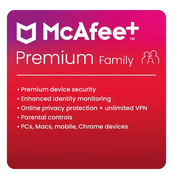 McAfee+ Premium Family (Unlimited Devices, 1 Year, Europe/UK Flags)