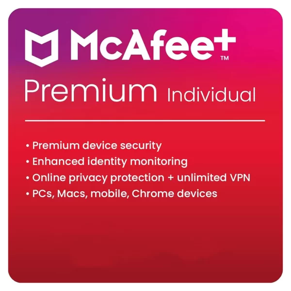 McAfee+ Premium Individual (Unlimited Devices, 1 Year, Europe/UK Flags)